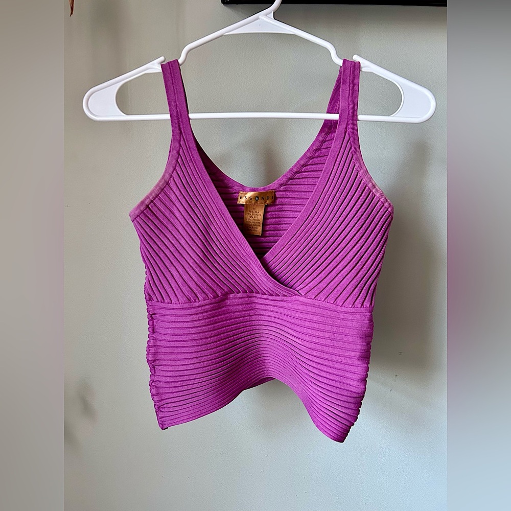 Essendi / Vintage 90s / Cropped / Ribbed / V Plunge / Silk & Spandex / SM